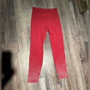 Elegant Red Leggings with Sparkle Accents